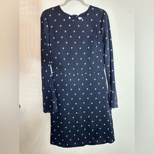 Banana Republic Navy Polka Dot Long Sleeve Dress